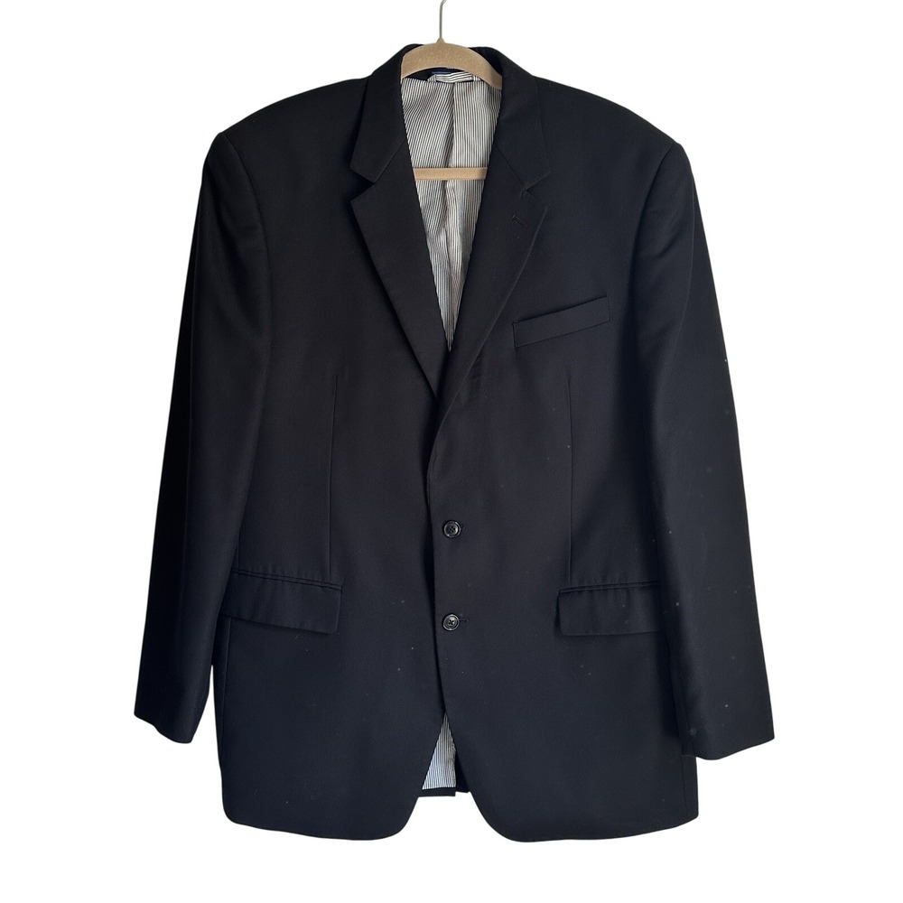 Croft & Barrow Mens Sport Coat 2 Button Blazer‎ Jacket Size 44L Black Formal